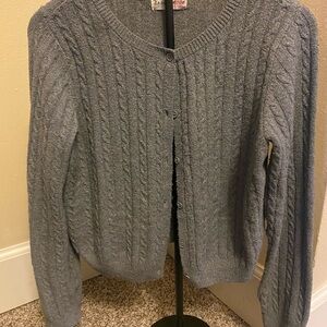 Classic Gray Cable Knit Cardigan